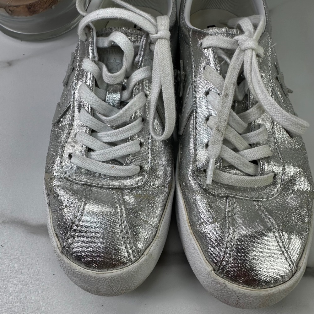 Converse All Star Chuck Taylor Silver Metallic Low Top Sneakers Size 6.5 Comfot‎ - Picture 3 of 12